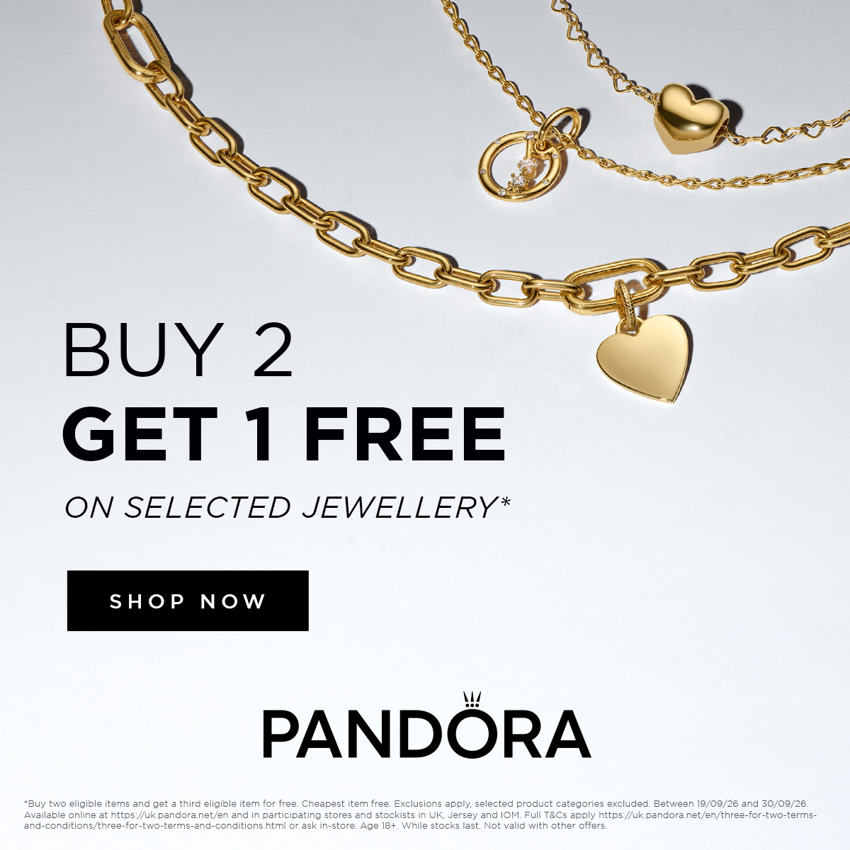 Buy 2 get 1 free at Pandora